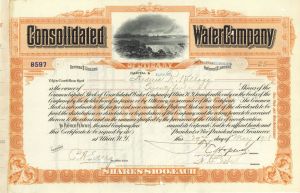 Consolidated Water Co of Utica, N. Y. - Stock Certificate