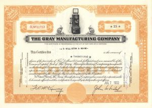 Gray Manufacturing Co. - Stock Certificate