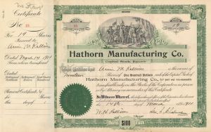 Hathorn Manufacturing Co. - Stock Certificate