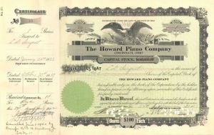 Howard Piano Co. - Stock Certificate