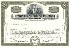 International Telephone and Telegraph Corp. - ITT - Stock Certificate