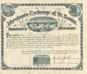 Merchants Exchange of St Louis Certificate of Membership