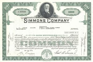 Simmons Co. - Bedding Manufacturer - Stock Certificate