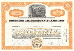 Southern California Water Co. - Utility Stock Certificate