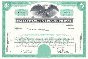 United States Gypsum Co. - Construction Materials Stock Certificate