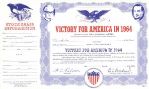 Victory For America in 1964 - Stock Certificate