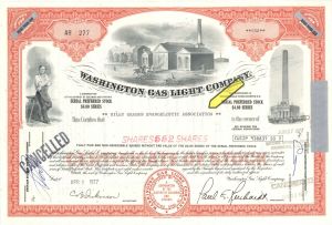 Washington Gas Light Co. issued to Billy Graham Evangelistic Association - 1977 dated Stock Certificate