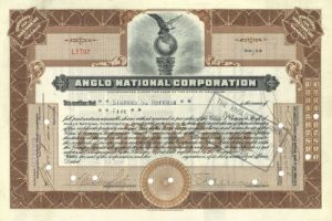 Anglo National Corp. dated Oct. 29, 1929 - Great Stock Market Crash Stock Certificate
