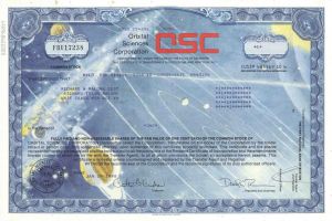 Orbital Sciences Corporation - Planets & Solar System Illustrations - Stock Certificate