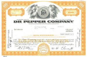 Dr. Pepper Co. - Very Rare Stock Certificate