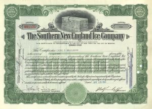 Southern New England Ice Co. - 1932 dated Ice Stock Certificate