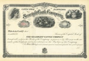 Searight Cattle Co. - 1880's dated Gorgeous Unissued Wyoming Stock Certificate