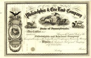 Philadelphia and Erie Land Co. - Stock Certificate