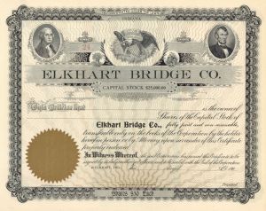 Elkhart Bridge Co. - Stock Certificate