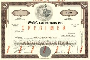 Wang Laboratories, Inc. - Specimen Stock Certificate
