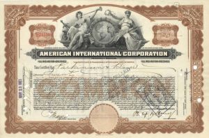 American International Corporation - Investment Trust Co. Stock Certificate