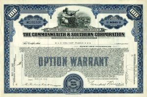 Commonwealth and Southern Corporation - Stock Certificate