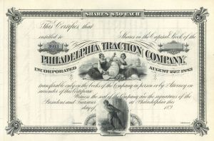 Philadelphia Traction Co. - Unissued Stock Certificate