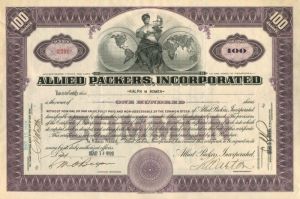 Allied Packers, Incorporated - Stock Certificate