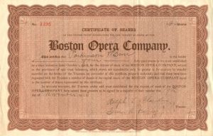 Boston Opera Co. - Stock Certificate