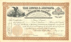 Butte and Montana Commercial Co. - Stock Certificate