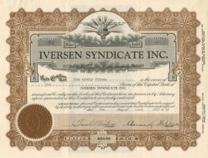 Iversen Syndicate Inc. - Stock Certificate