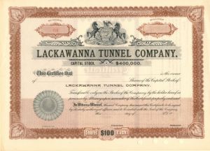 Lackawanna Tunnel Co. - Stock Certificate