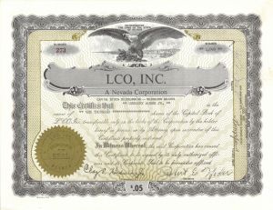 LCO, Inc. - Stock Certificate