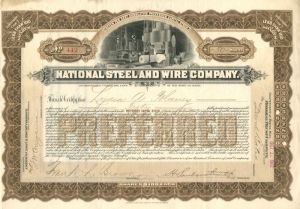 National Steel and Wire Co. - Stock Certificate