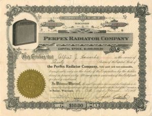 Perfex Radiator Co. - Stock Certificate