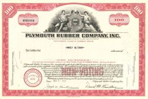 Plymouth Rubber Co., Inc. - Stock Certificate