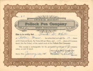 Pollock Pen Co. - Stock Certificate