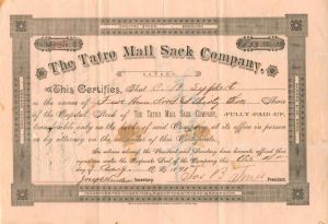 Tatro Mail Sack Co. - Stock Certificate