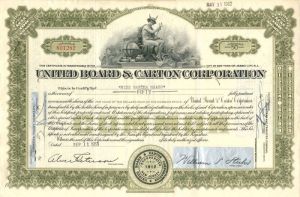 United Board and Carton Corporation - Stock Certificate