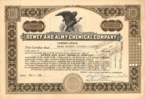 Dewey and Almy Chemical Co. - Stock Certificate