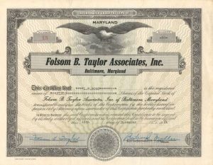 Folsom B. Taylor Associates, Inc. - Stock Certificate