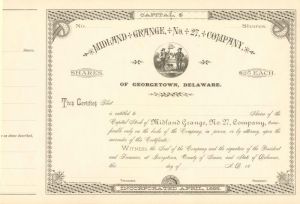 Midland Grange No. 27, Co. - Stock Certificate