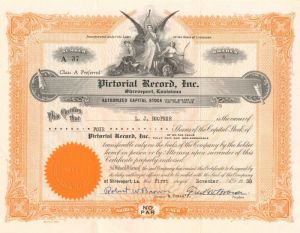 Pictorial Record, Inc. - Stock Certificate