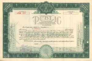 Public Utilities Consolidated Corporation - Stock Certificate