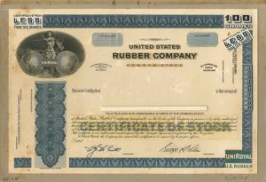 United States Rubber Co. - Working Proof - Stock Certificate