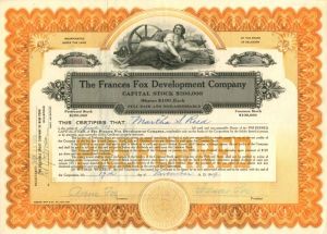 Frances Fox Development Co. - Stock Certificate