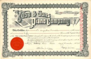Vose and Sons Piano Co. - Stock Certificate