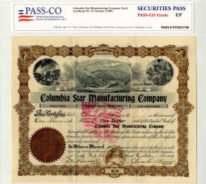 Columbia Star Manufacturing Co. - Stock Certificate