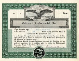 Cobleskill Bi-Centennial, Inc. - Stock Certificate