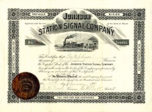 Johnson Station Signal Co. - Stock Certificate