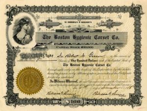 Boston Hygienic Corset Co. - Stock Certificate