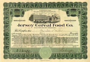 Jersey Cereal Food Co. - Stock Certificate