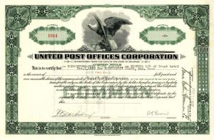 United Post Offices Corporation - Stock Certificate