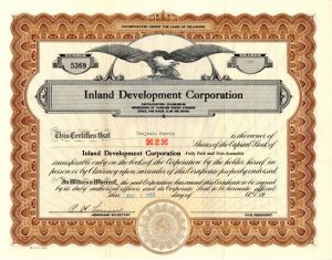 Inland Development Corporation - Stock Certificate