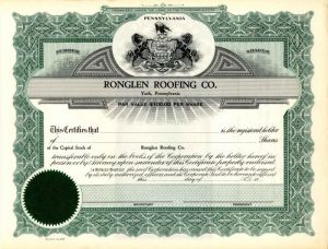 Ronglen Roofing Co. - Stock Certificate